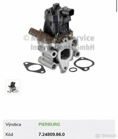 EGR ventil 7.24809.86.0, Fiat Ducato 2.3 96kw