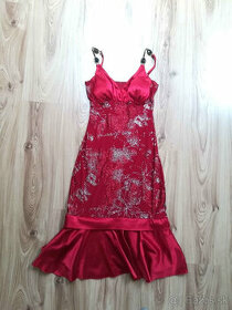 Dámske červené elegantné šaty M - 1