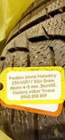 Predám zimné Matadory Sibír Snow 235 /45R17