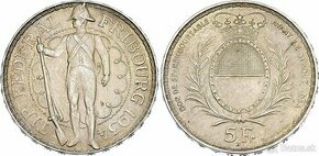 Švajčiarsko 5 frankov 1934 B Fribourg, Strelecký festival