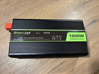 Menič napätia 12v/220v Greencell 1000W/2000W čistý sínus