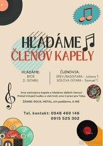 Hľadáme členov kapely (bicie, 2. gitara)