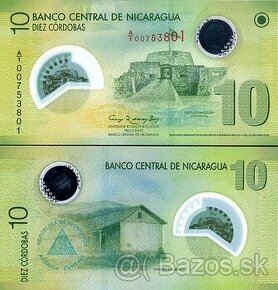 10 Córdobas Nikaragua 2009-12, polymer P201 UNC