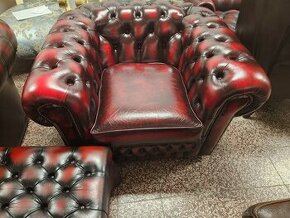 Chesterfield štýl,kožená dvojfarebná sedačka