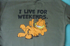 Pekná GARFIELD mikina, olivová, v.146/152, super stav, H&M