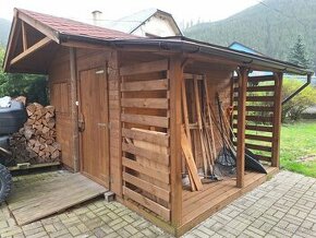 Výhodne: Drevený záhradný domček 3x3m (3x4) s prístreškom