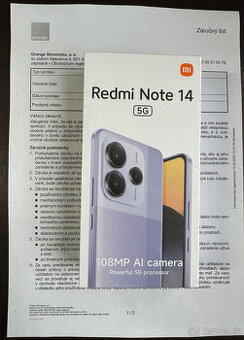 Xiaomi Redmi Note 14 5G 8/256GB nerozbalený