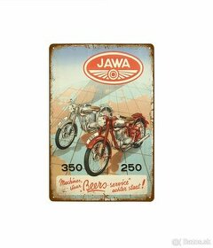 cedule plechová - Jawa 350 + 250 (dobová reklama) - 1