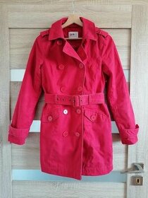 Červený bavlnený kabát / trenčkot