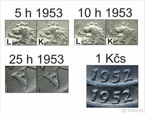 Československo ČSR ČSSR ČSFR SR mince - varianty mincí - 1