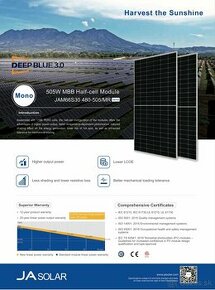 Fotovolticke panely ja solar 505w
