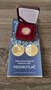 100€ Nehmotné kultúrne dedičstvo SR - MODROTLAČ - proof