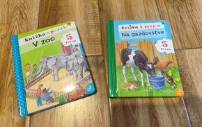 2ks detské knihy s puzzle - V ZOO, Na gazdovstve