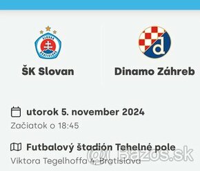 ŠK Slovan Bratislava vs GNK Dinamo Zagreb vstupenka