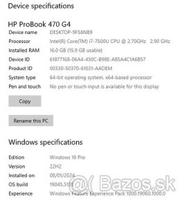 Predám 17" HP ProBook 470 G4 poškodený pánt