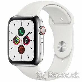 Predám Apple Watch Series 5 44mm Silver, White Sport Band - 1