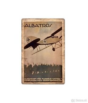 cedule plechová -stíhací letoun Albatros (dobová propaganda) - 1