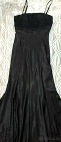 Čierne saténové šaty so vzorovaným živôtikom zn.Planet Paris - 1