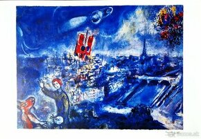 MARC CHAGALL - View of Paris (Nezarámované) Litogr. tlač