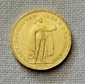 Zlatá uhorská 20 koruna FJI, 1915 kb, lepší ročník