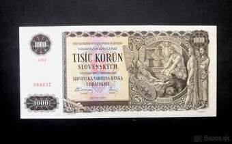 1000 korun 1940,neperforovana serie 6R4 v TOP stavu UNC 