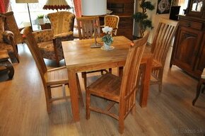 Jedálenský stôl so 4 stoličkami-masívne teakové drevo