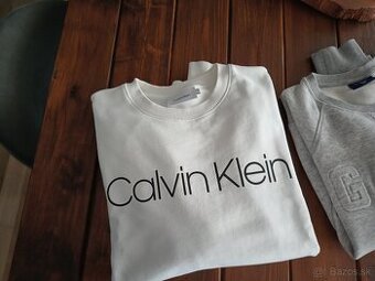 Calvin Klein pánska bavlnená biela mikina M-L