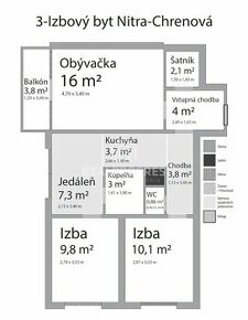 Predaj 3 izbový byt s balkónom Nitra - Lúčna Výborná lokalit