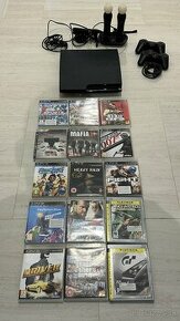 PlayStation 3 + 2x ovládač + Sony Move + hry