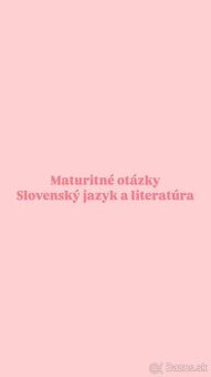 Maturitné otázky zo slovenského jazyka a literatúry