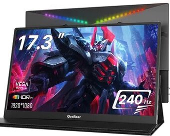 Prenosný herný monitor 17,5inch 240hz