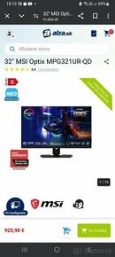 Predám nový monitor 32" MSI Optix MPG321UR-QD