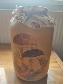 Ozdobná sklenená fľaša na sušené huby, 4,5 L, handmade