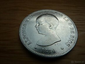 5 pesetas 1890 vo veľmi peknom stave