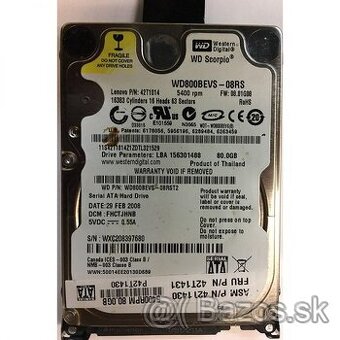 WD 80GB 5400 ot./min SATA 2.5" HDD