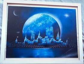 New York City sprayed art picture frame 44cm x 54cm - 1