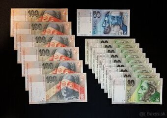 Slovenské bankovky 100, 50, 20