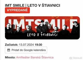 IMT Smile BŠ 13.7.2024 - 4 vstupenky