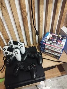 Ps4 Slim 500GB , 4x ovladac, 10x hra