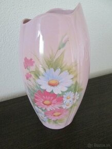 Retro váza ružový porcelán - 1