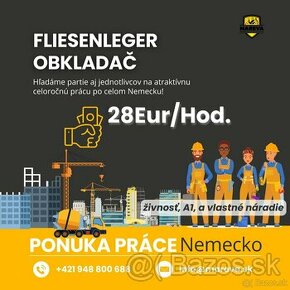 Obkladač Dlažby Obklady Nemecko 28 eur/HOD