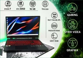 15,6"FullHD 144Hz Acer® Nitro, Ryzen 7/RTX 3050/16GB DDR5/1T