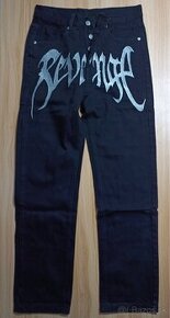 Revenge Embroidered Denim Jeans Black/White