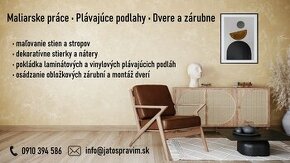 MALIARSKE PRÁCE - PLÁVAJÚCE PODLAHY - DVERE A ZÁRUBNE