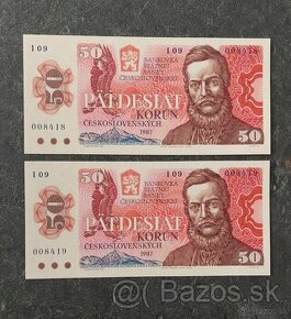 2x 50 Kčs 1987, stav N (UNC) - 1