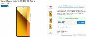 Xiaomi Redmi Note 13 5G, 256 GB, čierny