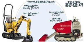 Prenajom minibagra , dumper , vibracna doska , rotavator