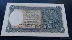 Bankovka 100 Korun Slovenských 1940 UNC