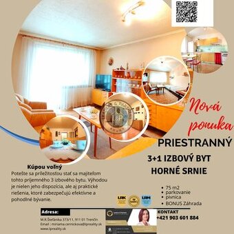 Priestranné 3+1 bývanie (75 m²) s vlastným kúrením, loggiou 