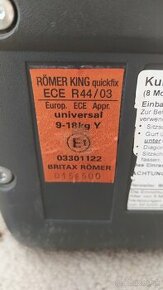 Autosedačka Römer King quickfix 9-18kg